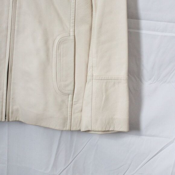 Vintage Women’s Cream Leather Jacket with Thinsulate Liner Zip Front Small - Picture 4 of 12